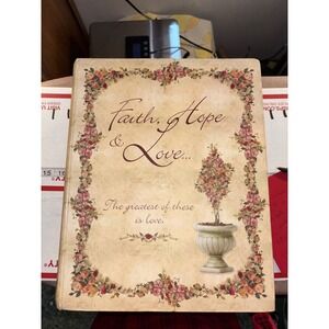 Set of 3 Floral Nesting Book Boxes Faith Hope Love Inspirational Hidden Storage
